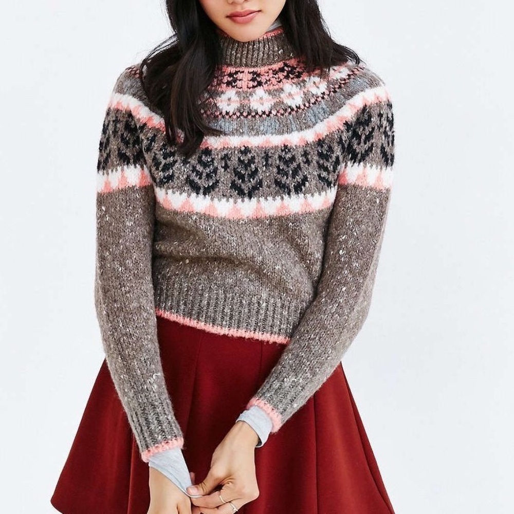 UO KIMCHI BLUE Up North Fair Isle Knit Sweater